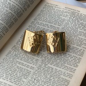 Givenchy gold tone square Authentic clip on earrings